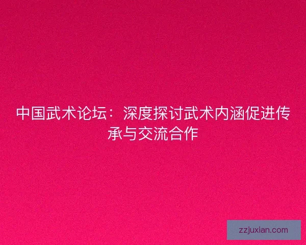 中国武术论坛：深度探讨武术内涵促进传承与交流合作